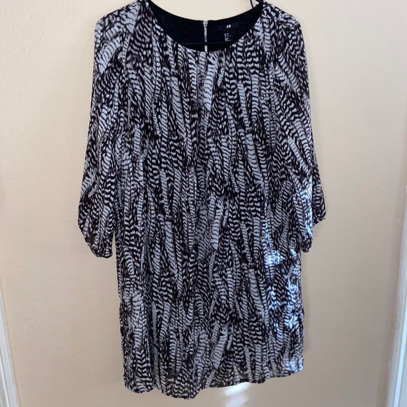 H&M super cute shirt dress y2k long sleeve blouse black and white hippie skirt - Picture 7 of 13